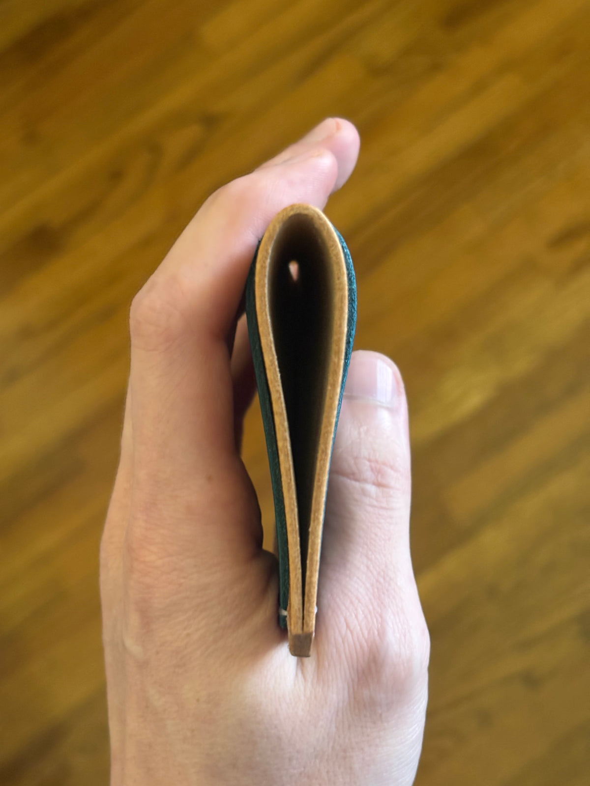 Handcrafted Minimalist Leather Wallet - Galaxy Blue & Whiskey Pull-Up