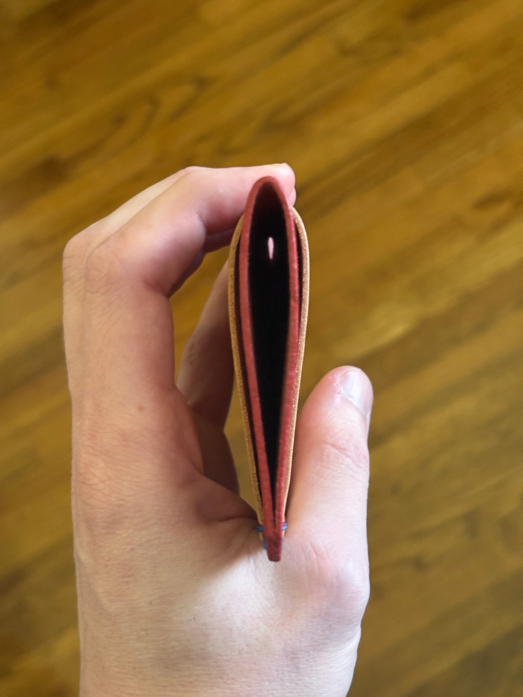 Handcrafted Minimalist Leather Wallet - "America" Red & Natural Pueblo