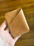 Whiskey Pull-Up (veg tan) Minimalist Card Wallet (Left-Handed) - Sapphire Stitch